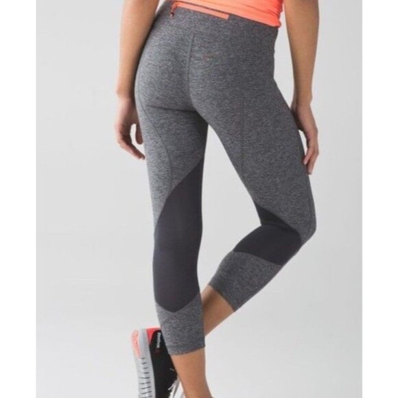 Lululemon Size 8 Pace Rival Crop Leggings 22" Heathered Gray - Picture 1 of 5